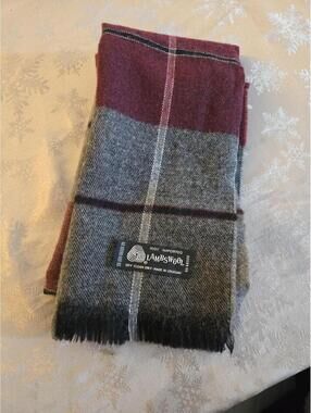 Vintage 100% Lambswool Plaid Scarf Made in Uruguay